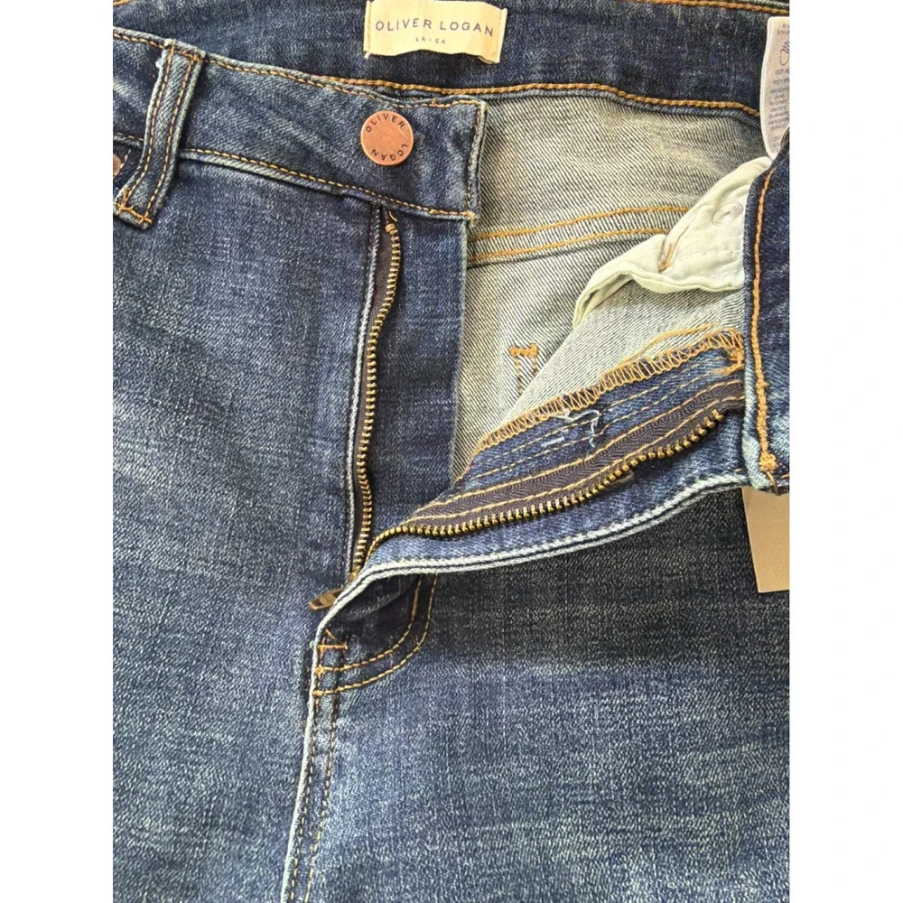 Oliver Logan Aberdeen High Rise Straight Leg‎ Jeans Blue Raw Hem Size 6/28 NEW